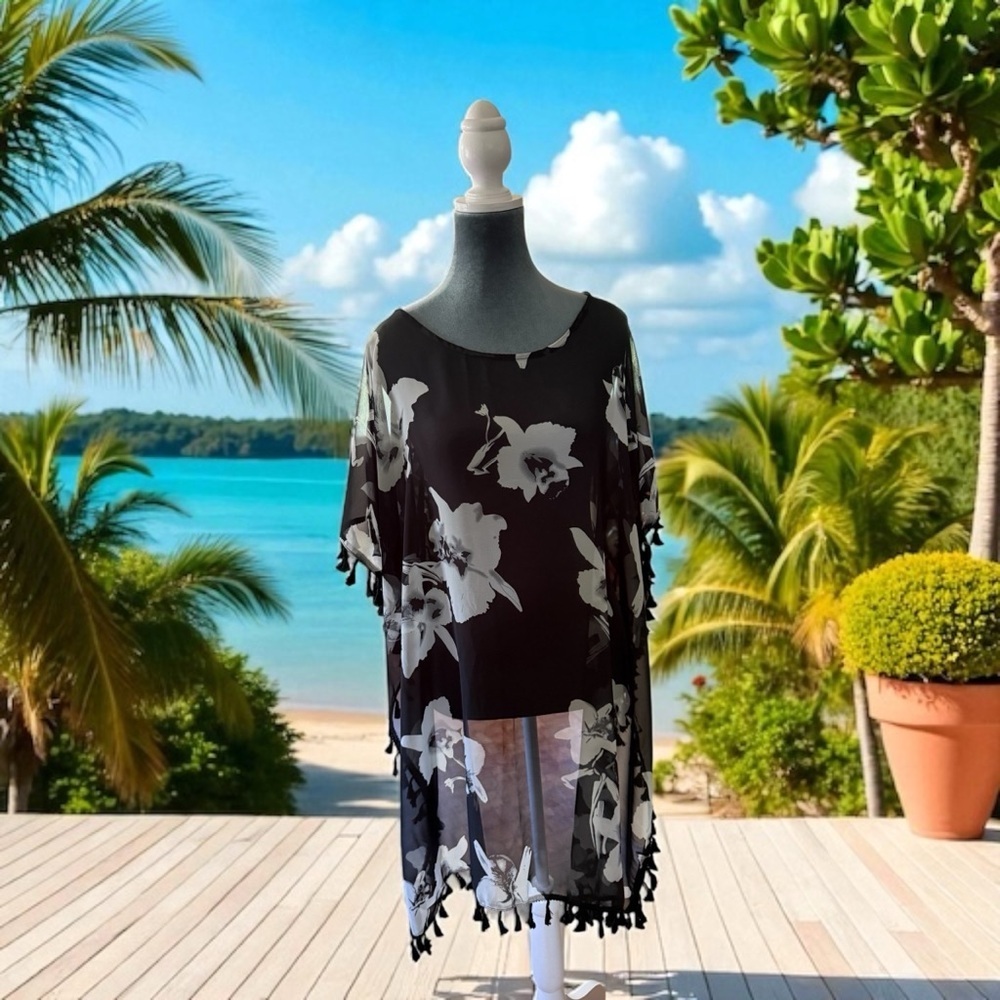 Elegant Black and White Swim Coverup